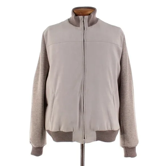 Mnadelli NWD Goat Suede Leather Bomber Jacket Size 58 (~3XL US) In Beige - Picture 1 of 13